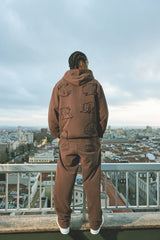 Raw Edge Applique Jogger  - Brown