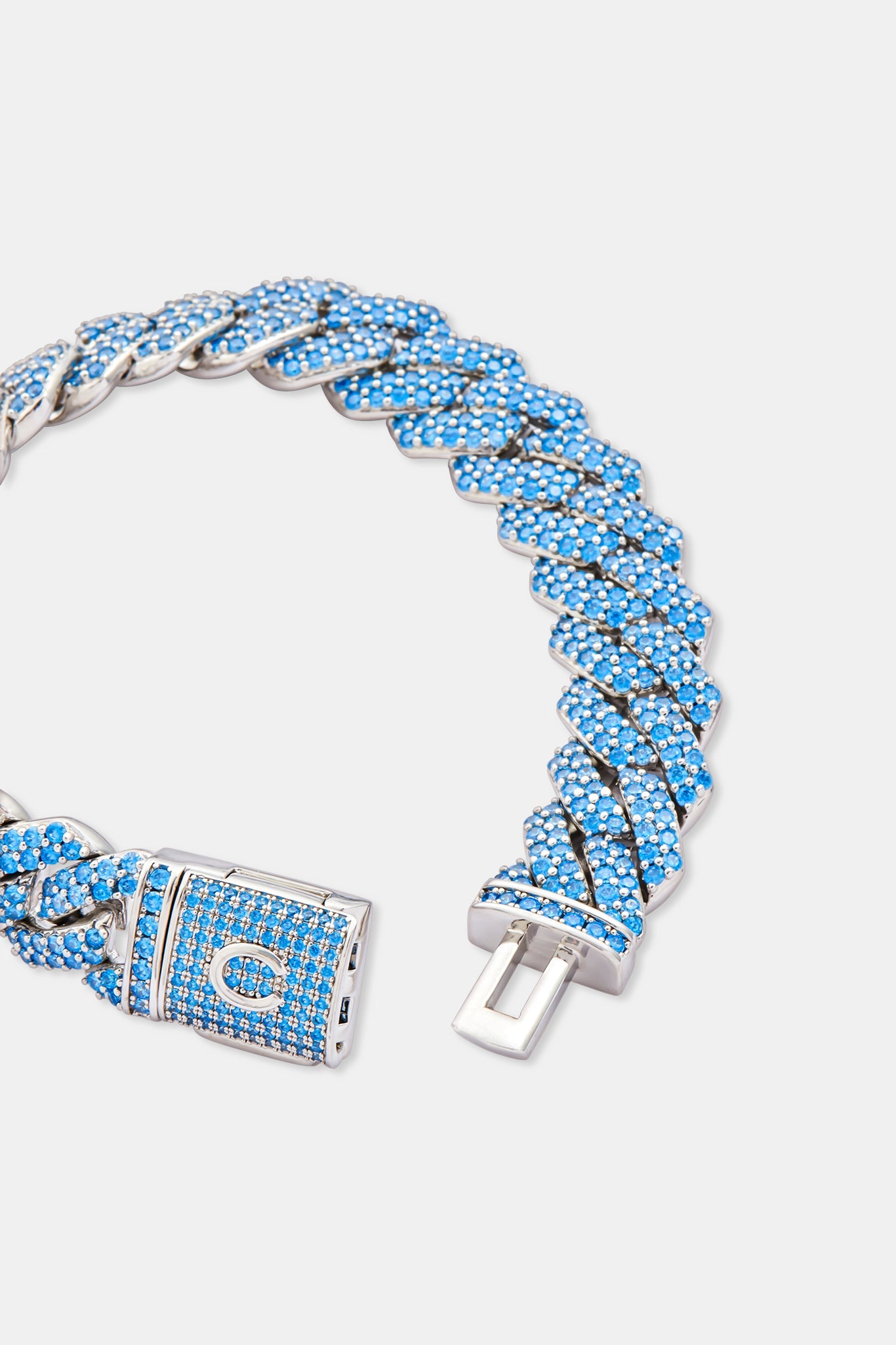 14mm Iced Blue Prong Cuban Bracelet