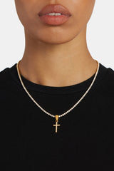 18mm Iced CZ Gold Plated Cross Pendant