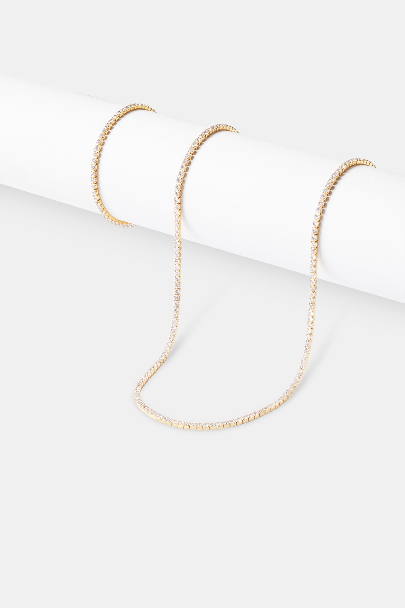 Womens Micro Tennis Chain & Bracelet - Gold - 2.5mm