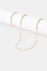 Womens Micro Tennis Chain & Bracelet - Gold - 2.5mm