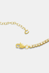 3mm Gold Plated Iced CZ Black Enamel Heart Tennis Chain