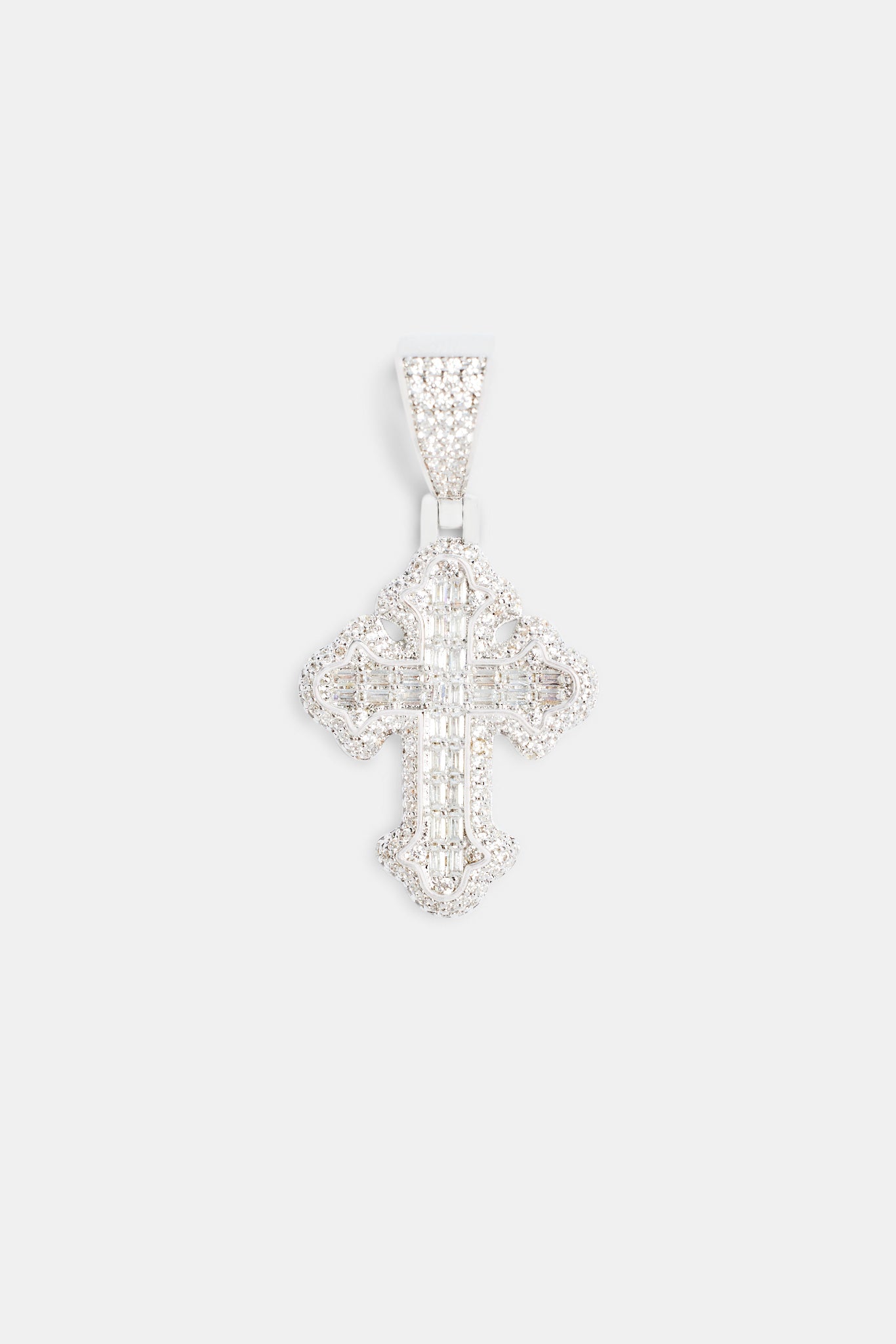 40mm Iced CZ Vintage Cross Baguette Pendant