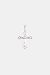 4mm Freshwater Pearl & CZ Mix Cross Pendant