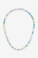 4 mm Iced Multi Colour Tenniskette – Weißgold
