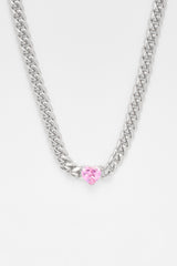 5mm Cuban Chain With Heart Stone