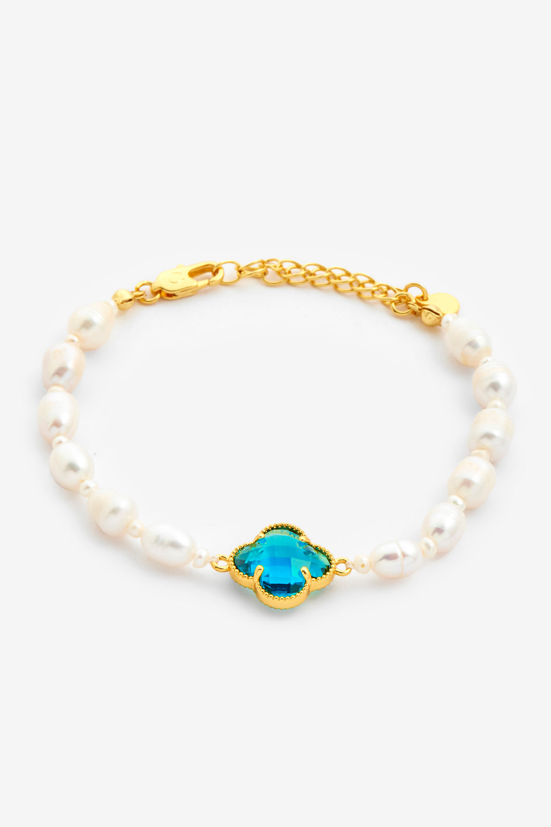 5 mm Süßwasserperlenarmband mit blauem Motiv