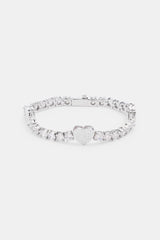 5mm Iced Cz Tennis Heart Bracelet