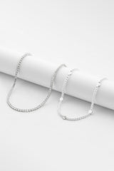 6mm Pearl and Happy Face Necklace & 5mm Tennis Chain