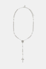 7mm Cross Drop Necklace - White