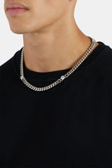 8 mm kubanische Kette mit klarem Stein, Weißgold