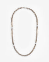 8 mm kubanische Kette mit klarem Stein, Weißgold
