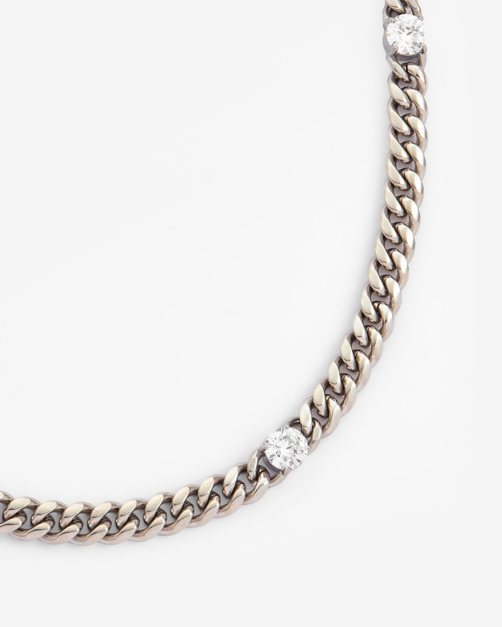 8 mm kubanische Kette mit klarem Stein, Weißgold
