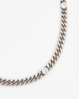 8 mm kubanische Kette mit klarem Stein, Weißgold