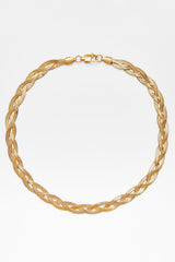 8 mm flache geflochtene Schlangenkette, Gold