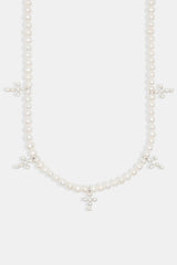 925 6mm Freshwater Pearl Cross Necklace