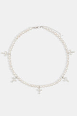 925 6mm Freshwater Pearl Cross Necklace