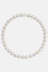 9mm Iced CZ Clear Flower Tennis Necklace