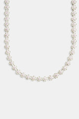 9mm Iced CZ Clear Flower Tennis Necklace