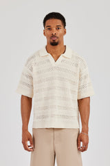 Knitted Boxy Polo - Ecru