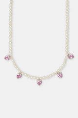 Freshwater Pearl Drop Heart Gemstone Necklace - 6mm