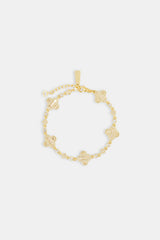 Women's Iced Baguette Motif Bracelet - 10mm - Gold