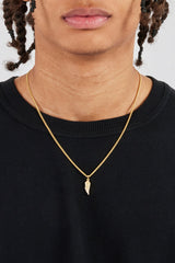 Micro Iced Angel Wing Necklace - 15mm - Gold