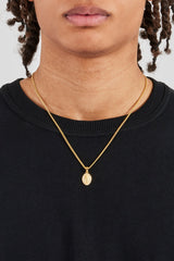 Micro Iced Emblem Necklace - 15mm -  Gold