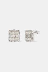 Moissanite Square Baguette Stud Earrings - 10mm