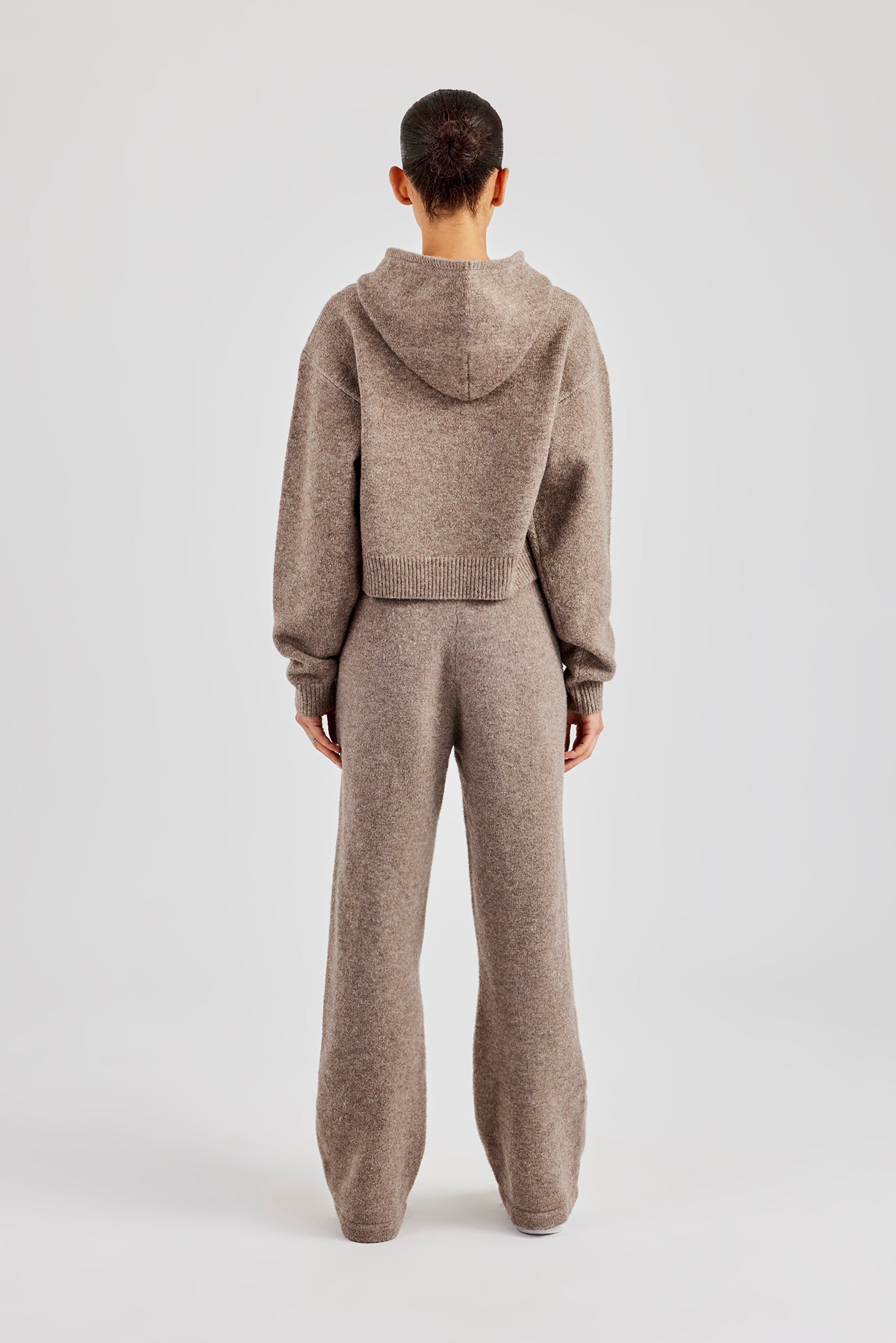 Knitted C Hoodie & Wide Leg Jogger - Taupe