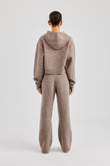 Knitted C Hoodie & Wide Leg Jogger - Taupe