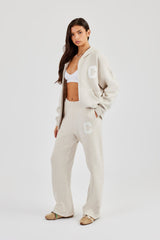 Hooded Zip Through Knitted Jumper - Oatmeal