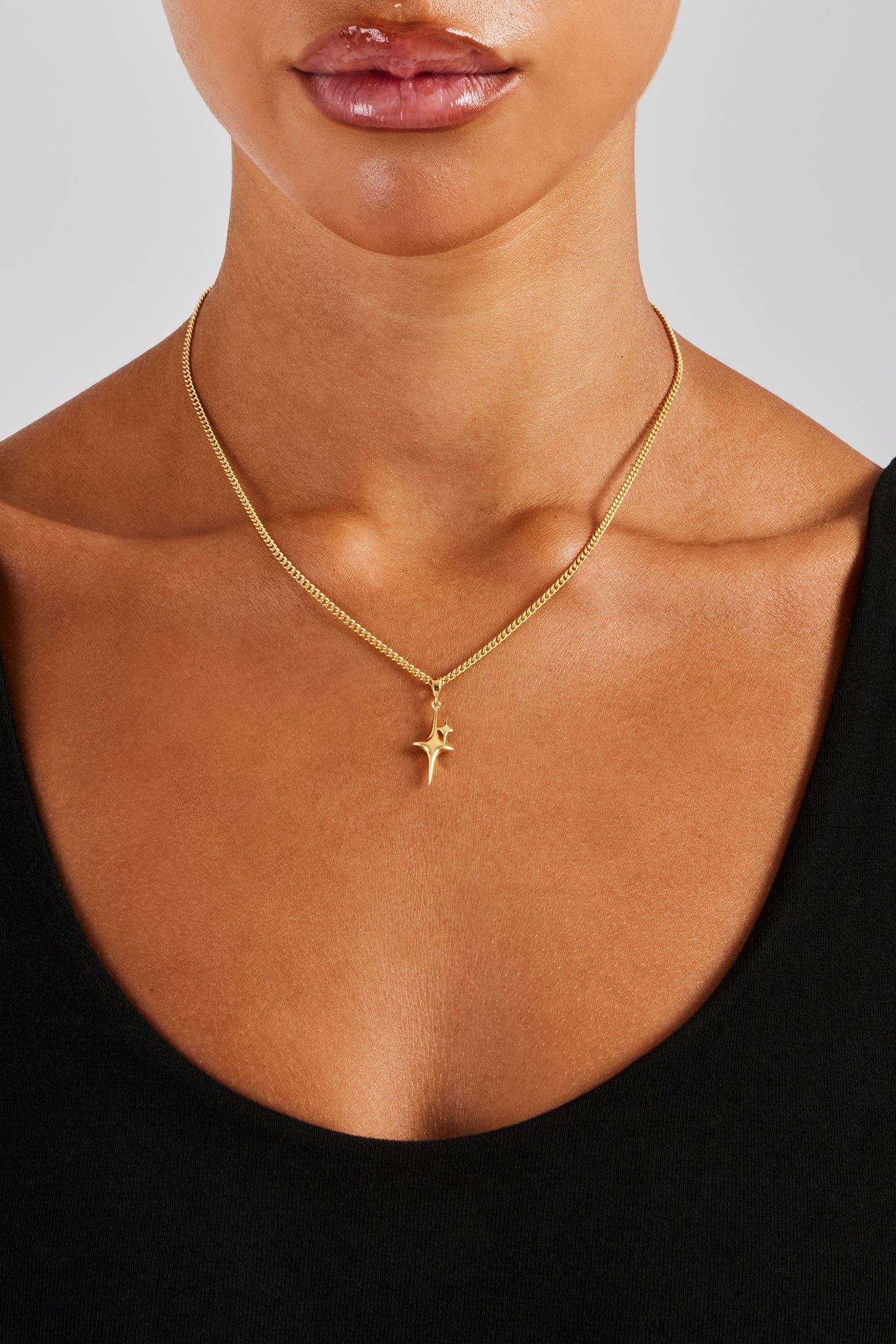 20mm Polished Double Star Necklace