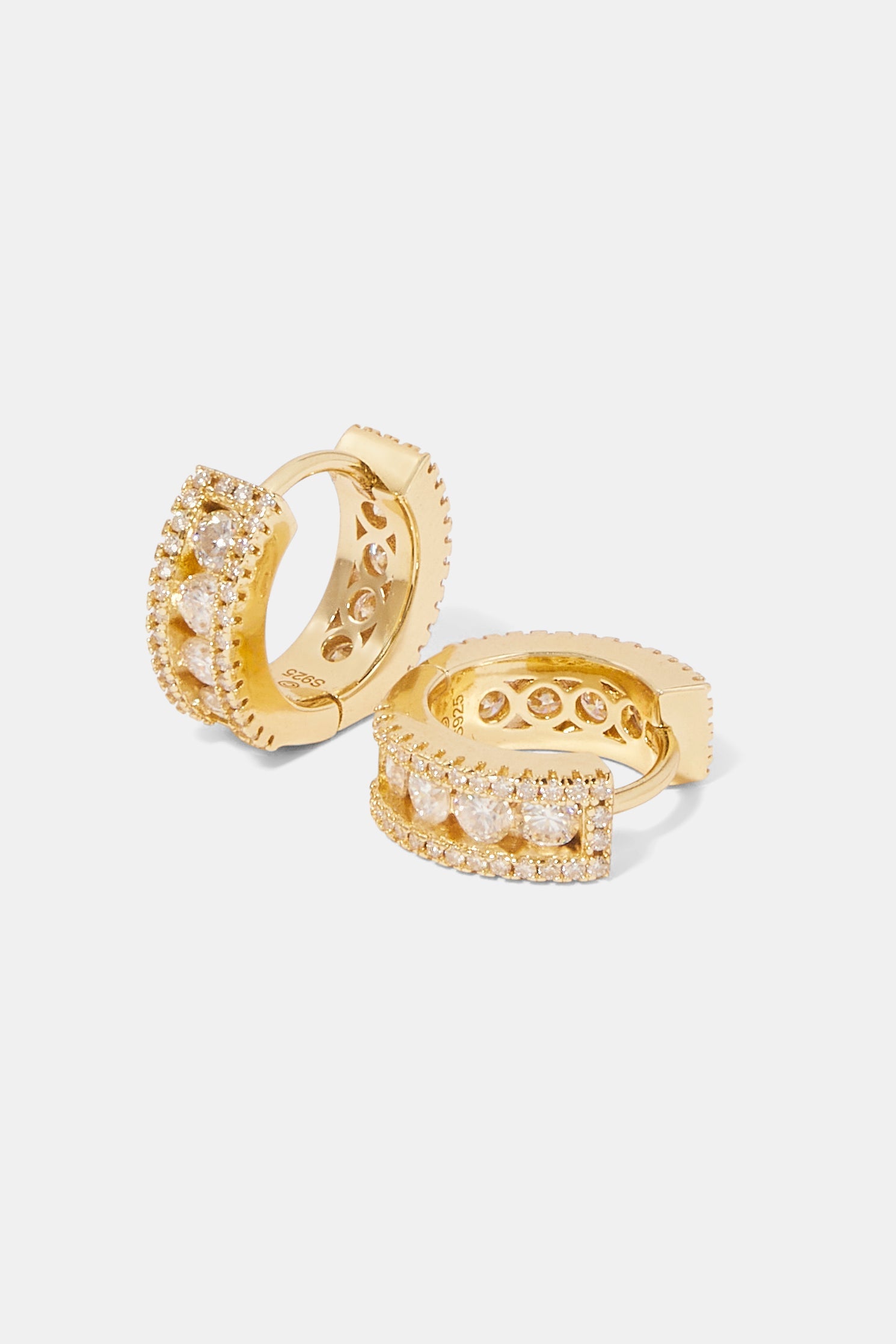 Moissanite Huggie Earrings - Gold