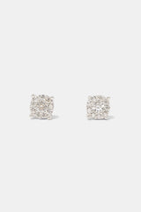 Womens Moissanite Cluster Stud Earrings - 4.5mm