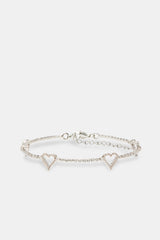 Mini Heart Tennis Anklet - White