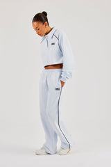 Cropped Rugby Polo With Piping - Light Blue
