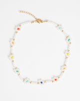 Flower Shape Seed & Colour Beads Freshwater Pearl Necklace