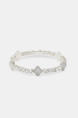 5mm Motif Purple Agate Tennis Bracelet - White