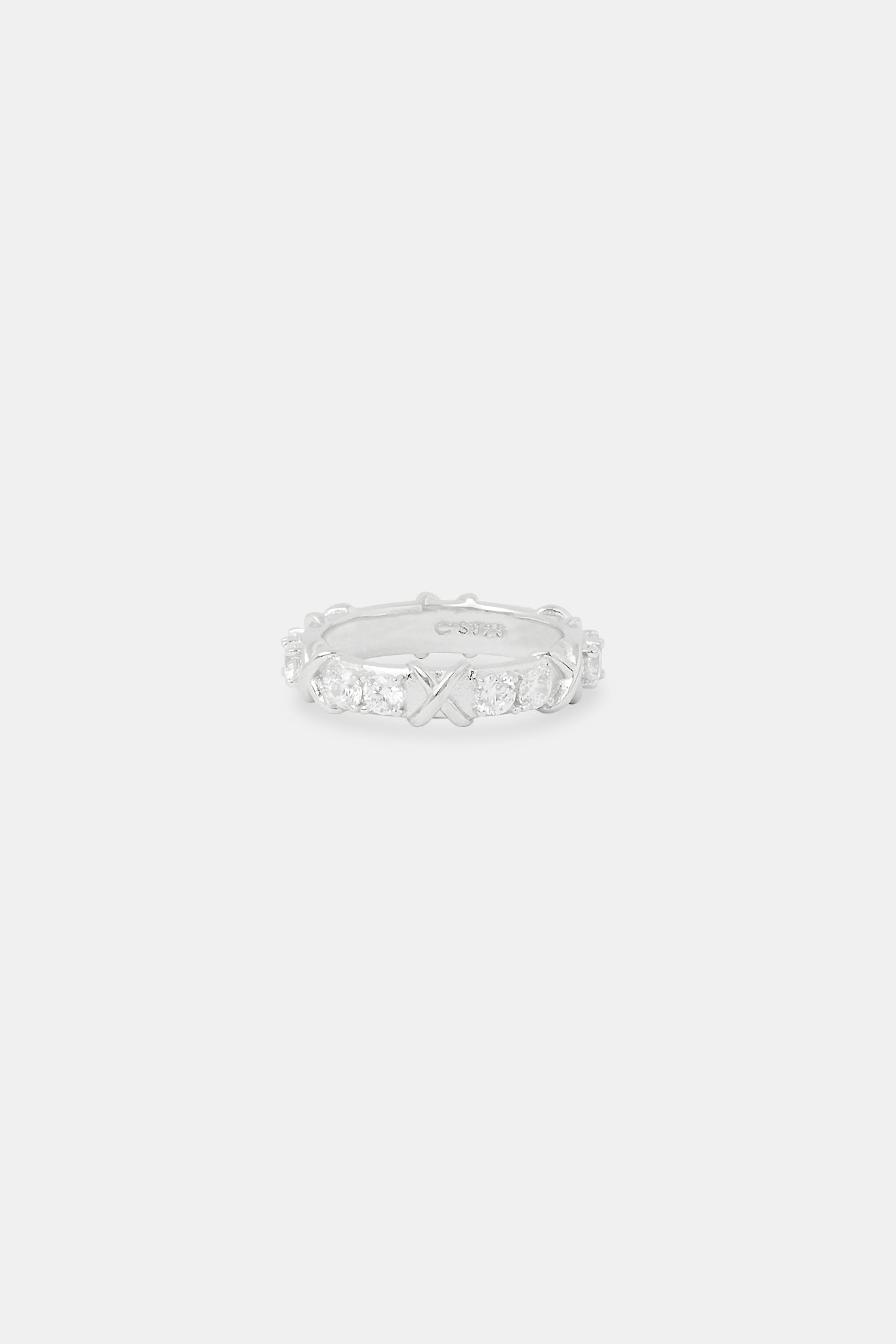 Tennis and Polished Cross Ring - 5mm