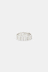 Polished Iced Panelled Ring - 6mm