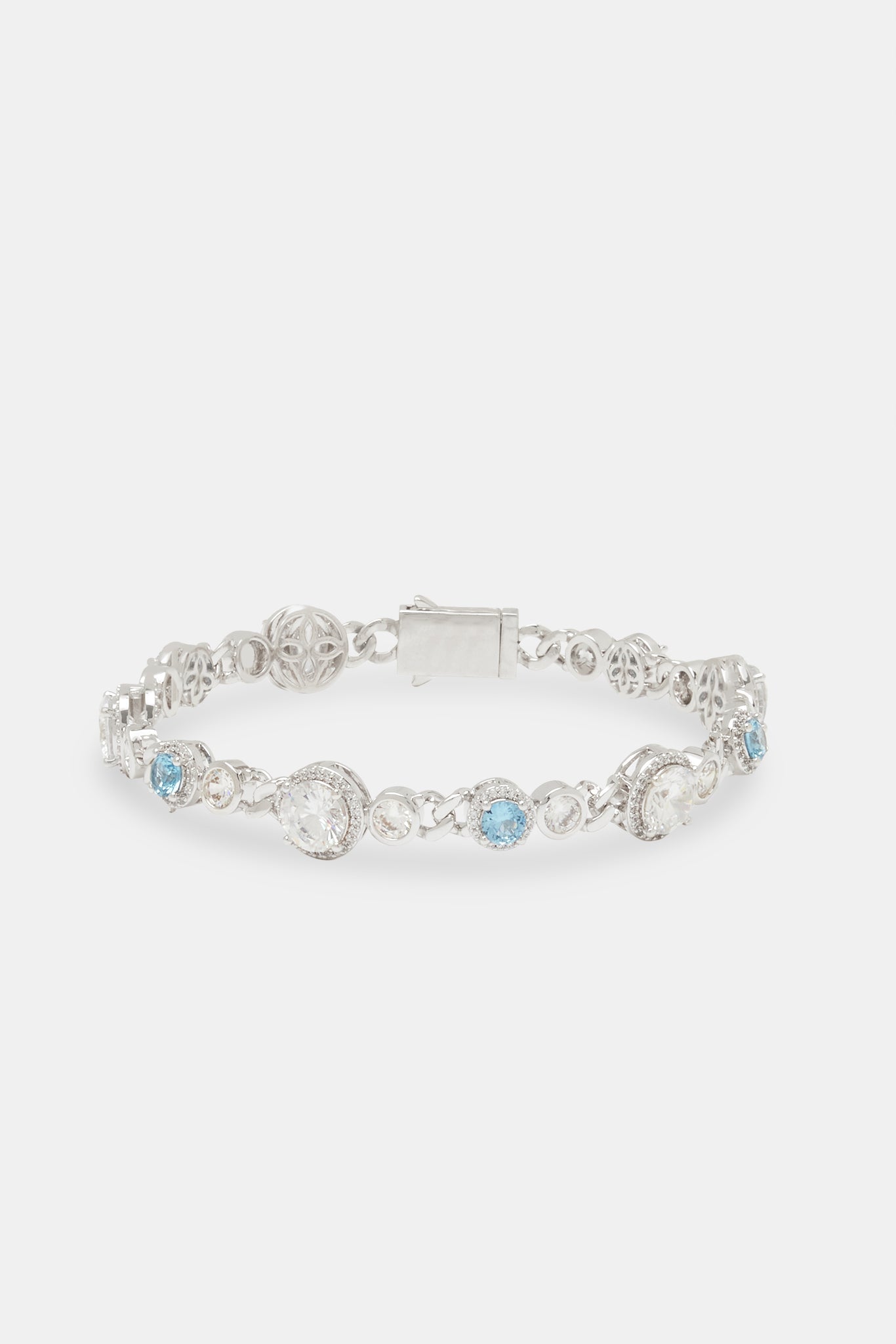 Blue & Clear Stone Cuban Bracelet - 10mm
