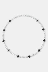 Black Motif Tennis Chain - White 5mm