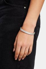 Baguette Stone Bangle - White 8mm