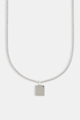 Blue Stone Dog Tag Necklace - 15mm