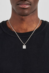 Blue Stone Dog Tag Necklace - 15mm