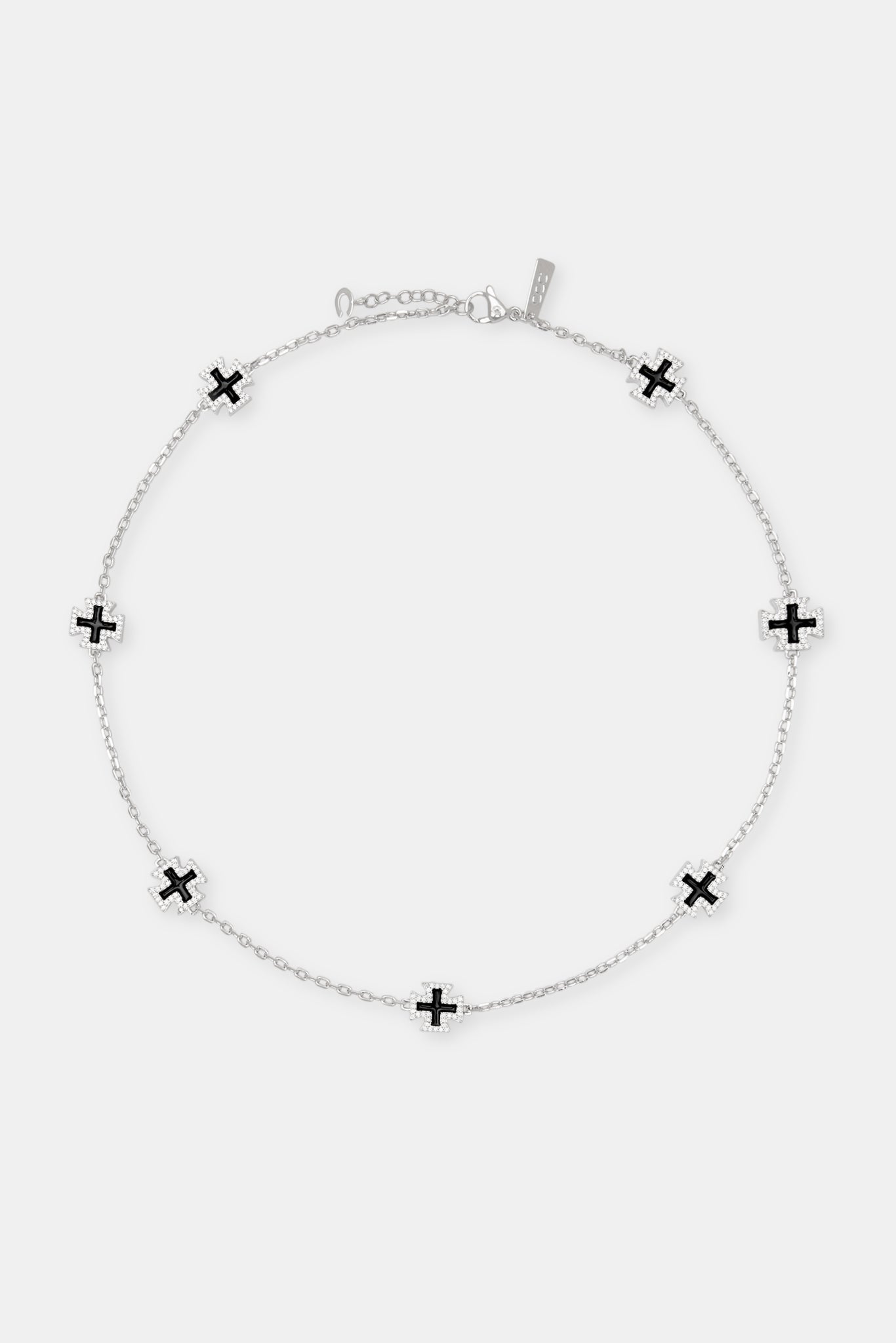 Black Enamel Cross Motif Chain - 12mm