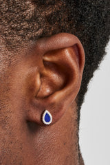 Blue Lapis Pear Stud Earrings - 8mm