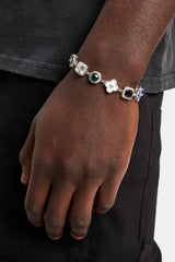 Blue Multi Gem & Motif Bracelet - White - 10mm