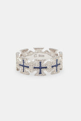 Blue Enamel Cross Motif Ring
